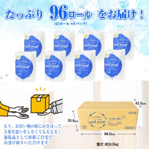 トイレットペーパー 「ソフモフ」シャワートイレ用 ダブル 96個 無香料/石けんの香り しっかり吸水 大容量 パルプ100％ 芯有り ふんわり 上質 生活用品 イデシギョー 富士市 日用品 柄付き 香り パルプ配合 [sf002-143]