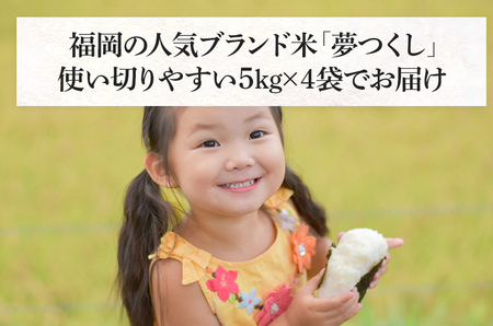  令和7年産　福岡県産ブランド米「夢つくし」無洗米　計20kg【9月上旬頃より順次出荷予定】