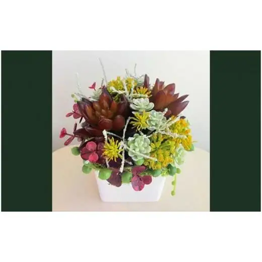 【ギフト用】美流渡の森 アーティフィシャルフラワー・アレンジメント 多肉植物 ラウンドアレンジメント(ブラウン)【12216】