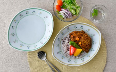 【波佐見焼】はなごよみ ヤシの実型皿 プレート お皿 グリーン・黄色 ペアセット 食器 皿 【藍水】 [GB36]  波佐見焼