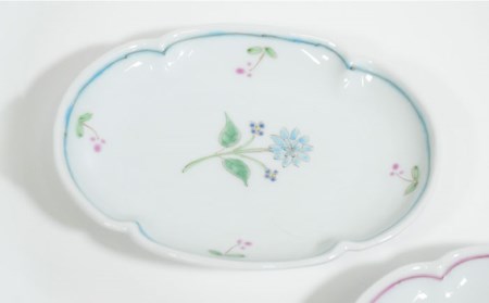 【波佐見焼】一つ花 木瓜型 小皿 ペアセット 食器 皿 【藍水】 [GB40]  波佐見焼