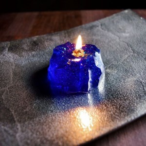 星取県キャンドル星降るミニキャンドル　ブルー【夜空】/　金木犀の香　神秘　癒し　１点もの　春の柚　0824