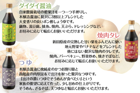 【ふるなびWEEK対象】夏物語（素材たっぷりセット） 福岡  橙 ダイダイ 本鰹 焼肉のタレ梨 調味料 醤油 お土産 お取り寄せ めんつゆ 麺つゆ ご当地 昆布たっぷり 鍋物 湯豆腐 焼き魚 天ぷらに バーベキュー BBQ  野菜摂取 保存料不使用