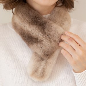 【0981-3】毛皮の宝石 NAFAミンクDFチョーカー　マーブル