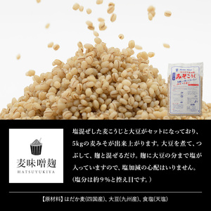 No.006 麦みそこうじ5kgセット(麦みそ1kg付き) 国産 九州 味噌 麦みそ 保存料・酒精等無添加 調味料 麹 こうじ 味噌汁 みそ汁 調味料【はつゆき屋】