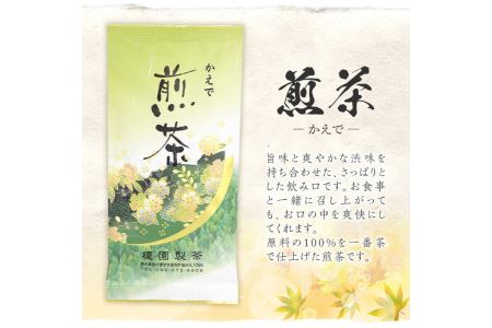 No.616 鹿児島県産の煎茶セット「かえで」かえで(100g×5袋)と粉末緑茶(1袋)【世献 榎園製茶】