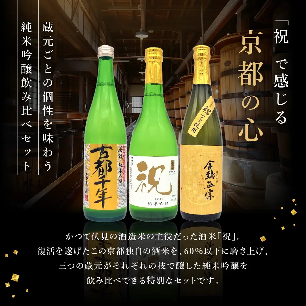 【吟醸酒房 油長】京都伏見の酒 京の酒米「祝」 純米吟醸飲み比べセット 
