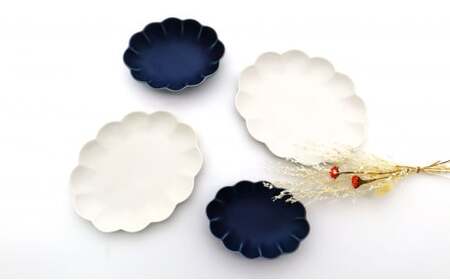 有田焼 ふわふわモコモコっとしたKUMOプレート＆ボウル/4点セット 深海三龍堂 かわいい食器 かわいいお皿 スタイリッシュ シンプル モダン A24-63