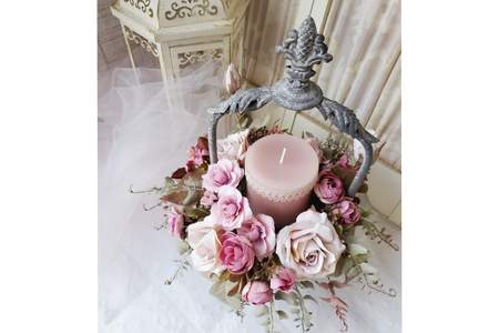 フラワーアレンジメント 薔薇のコンポート 1個 キャンドル 付き [La.Rose Fleur 山形県 高畠町 tk06ayt140021]