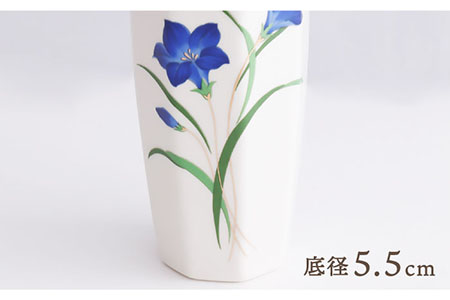 【美濃焼】 花瓶 花立 花柄八角 5寸 『ききょう』 多治見市/佐々木陶器 花器 生け花 花 柄 インテリア おしゃれ 上品 花瓶 花びん 手作り ギフト プレゼント 贈答 贈り物 送料無料 [TAJ002]