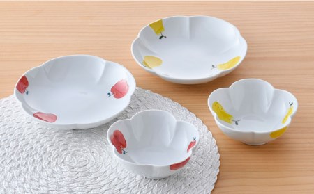 【陶器市特集】【波佐見焼】りんご・ラフランス フラワー ボウル プレート セット 食器 皿 【松幸陶芸】 [HB44] 波佐見焼