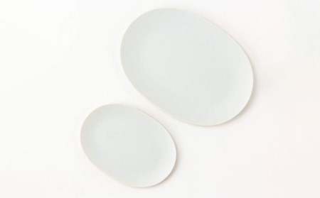 【美濃焼】グレージュ オーバルプレート ストーンホワイト大小各1【陶土う庵】(3228-0170) 食器 皿 プレート 楕円皿 オーバルプレート メインディッシュ 大皿 おしゃれ 送料無料 [MBY099]