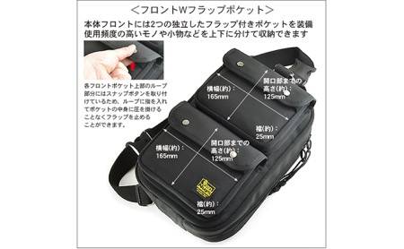 ワンショルダー／フルオープン&Wフラップポケット　バンナイズ バリスティック ナイロン ブラック 斜め掛け 耐久性 背中 ファッション カバン バッグ 