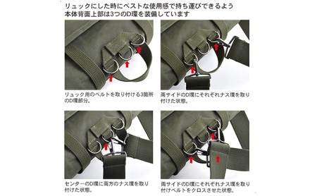 ちょっとミリタリーな感じの帆布のバックパック　バンナイズ 帆布 グリーン トート バッグ 背負う リュック ファッション カバン 