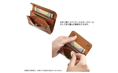 3部屋構造のワイドオープンウォレット　バンナイズ オイル シュリンク レザー 本革 財布 コンパクト カード 収納 ファッション小物  ビンテージブラック
