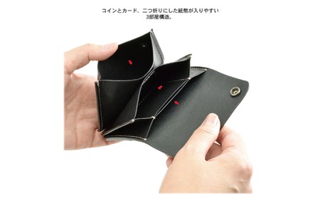 3部屋構造のワイドオープンウォレット / ワイドサイズ　バンナイズ オイル シュリンク レザー 本革 財布 コンパクト カード 収納 ファッション小物 ファッション カバン バッグ  ビンテージブラック