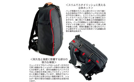 シンプルワーキングベース ＜ワイド＞　バンナイズ バリスティック ナイロン ブラック  リュック バックパック 耐久性 大容量 ファッション バッグ カバン 