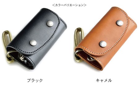 ポケット付きぬめ革キーケース　バンナイズ 本革 ヌメ革 ブラック 小銭 鍵 カギ ファッション小物 ファッション  ブラック