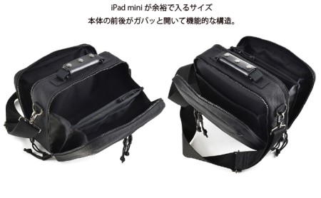 大きく開くサブバッグ／A　バンナイズ バリスティック ナイロン ブラック ジャバラ ショルダー 斜め掛け ワーク 耐久性 ファッション カバン ショルダーバッグ 