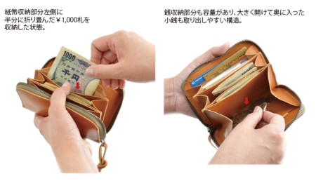 VanNuys ミドルサイズのオールインワン ラウンドファスナーウォレット 財布 サイフ wallet long ナガザイフ 長財布 ファッション小物 普段使い キャメル 牛ヌメ革 