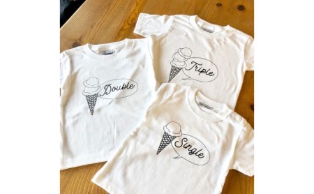 3人兄弟姉妹でおそろい/アイスクリーム Sigle×Double×Triple プリント/ Tシャツ3枚組ギフトセット【出産祝い・誕生日・ギフト・プレゼント】 80cm×110cm×130cm