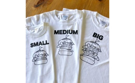 3人兄弟姉妹でおそろい/ハンバーガー SMALL×MEDIUM×BIG プリント/ Tシャツ3枚組ギフトセット【出産祝い・誕生日・ギフト・プレゼント】 80cm×90cm×100cm
