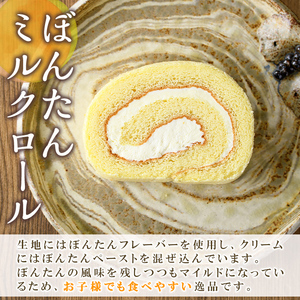 老舗菓子店のぼんたんミルクロール(2本)国産 文旦 ぼんたん お菓子 洋菓子 ロールケーキ おやつ【菓子工房いしはら】akn071-04