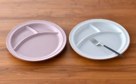 【波佐見焼】マットカラー ランチプレート 仕切り皿 ペアセット （ホワイト・ピンク） 食器 皿 【大新窯】 [DC109]  波佐見焼