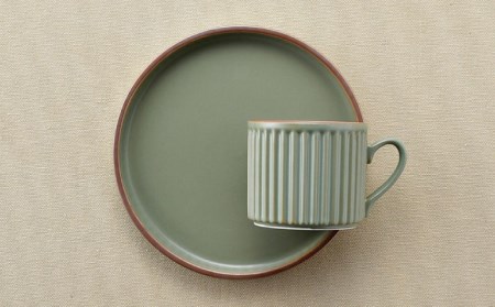 【波佐見焼】ギアシリーズ カップ＆ソーサー セージ＆カーキ プレート マグカップ ペアセット  17.5cm 6寸 食器 皿 【大新窯】 [DC111]  波佐見焼