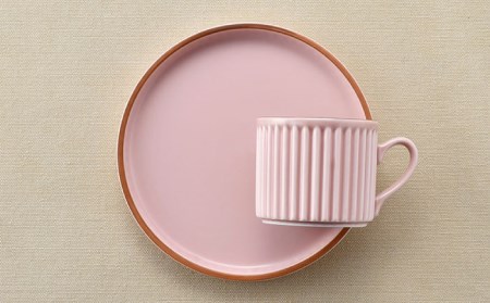 【波佐見焼】ギアシリーズ カップ＆ソーサー ピンク＆グレー プレート マグカップ ペアセット 17.5cm 6寸 食器 皿 【大新窯】 [DC112]  波佐見焼