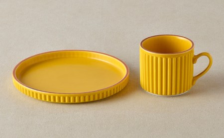 【波佐見焼】ギアシリーズ カップ＆ソーサー マスタード プレート マグカップ 17.5cm 6寸 食器 皿 【大新窯】 [DC117]  波佐見焼