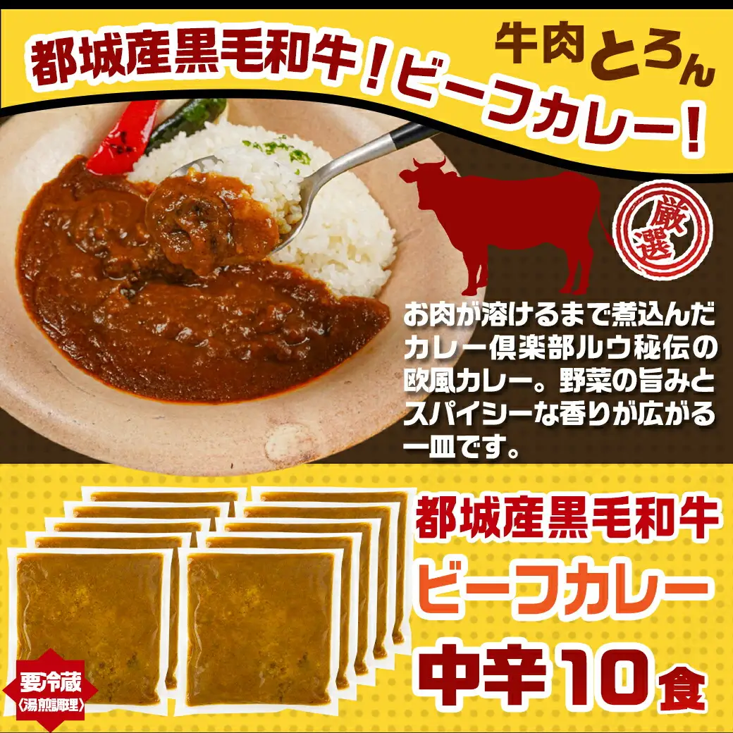 カレー倶楽部ルウのビーフカレー10食＆手羽元カレー2食セット〔AA-2709〕_(都城市) ビーフカレー 都城産黒毛和牛使用 手羽元カレー 霧島鶏使用 合計12食 チルド食品