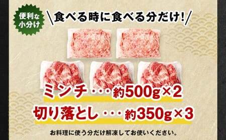 【3回定期便】 大分県産 ブランド豚 九重夢ポーク ミンチ ・ 切り落とし 約2.05kg セット × 3回