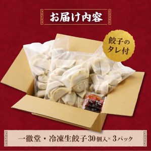 一徹堂・冷凍生餃子(30個)3パック 一徹ラーメン 餃子大容量 餃子 90個 約1.8kg 30個×3パック 一徹堂 ぎょうざ ギョウザ 冷凍餃子 生餃子 レトルト 総菜手造り 時短 一品料理 人気 贈答 贈り物 プレゼント 送料無料 山梨県 上野原市