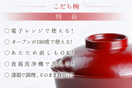 レンジが使える漆塗りのお椀 越前漆器こだち椀 朱