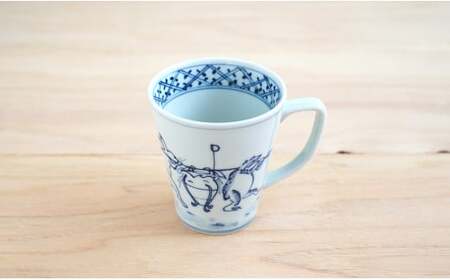 有田焼 染付鳥獣戯画 酒樽ゆったりマグカップ よう楽庵・たかす A22-37 