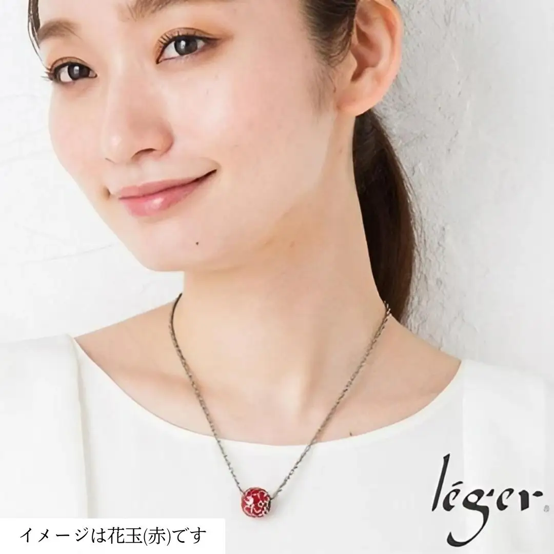 純チタン ネックレス 50cm 花玉(ハナダマ) 緑 チタン [leger（レジエ）]【050P004】