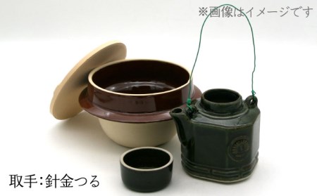 【美濃焼】高田焼 駅弁 容器 セット (織部色) 針金つる【まる忠】 土瓶 セット 美濃焼 高田焼 焼き物 お弁当 駅弁 炊き込みご飯 鉄道 釜飯 [TCN014]