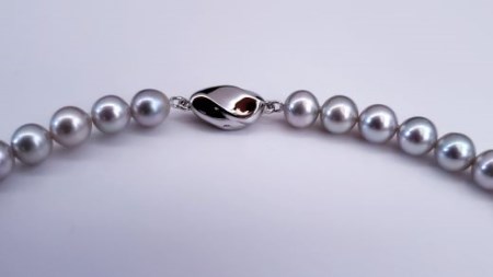 【300-61】憧れのセカンドパール、グレーネックレスセット（イヤリング）*