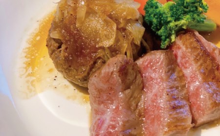 常陸牛入り ひまわりハンバーグ&幻の常陸牛ステーキ オリジナルオニオンソース付き 常陸牛 ハンバーグ 手ごね 焼くだけでレストランの味 100% 無添加 黒毛和牛 牛肉 食べ物 冷凍 小分け 上品な脂の甘さ 肉ギフト 霜降り ブランド牛 国産牛