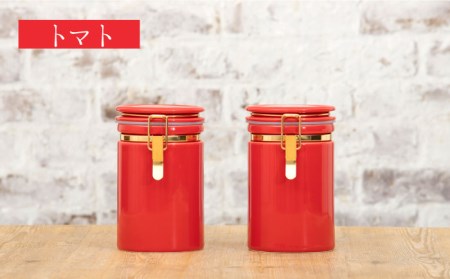 【美濃焼】コーヒーキャニスター200 2個セット ゴールドリング アイボリー×トマト【ZERO JAPAN】保存容器 コーヒー豆 紅茶 緑茶 日本茶 陶器 密閉 密封 遮光 コーヒー 豆 粉 おしゃれ パッキン付き 調味料入れ キッチン収納 シンプル 無地 かわいい 密封瓶 [MBR131]