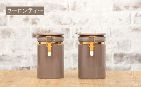 【美濃焼】コーヒーキャニスター200 2個セット ゴールドリング アイボリー×ウーロンティー【ZERO JAPAN】保存容器 コーヒー豆 紅茶 緑茶 日本茶 陶器 密閉 密封 遮光 コーヒー 豆 粉 おしゃれ パッキン付き 調味料入れ キッチン収納 シンプル 無地 かわいい 密封瓶 [MBR132]