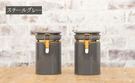 【美濃焼】コーヒーキャニスター200 2個セット ゴールドリング アイボリー×スチールグレー【ZERO JAPAN】保存容器 コーヒー豆 紅茶 緑茶 日本茶 陶器 密閉 密封 遮光 コーヒー 豆 粉 おしゃれ パッキン付き 調味料入れ キッチン収納 シンプル 無地 かわいい 密封瓶 [MBR133]