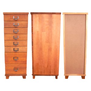 チェスト 8段[ 収納 家具 インテリア ] 収納家具 木製 深さ9cm 深さ5.5cm 天然木 多段チェスト 書類 文房具 タオル 日用品 分類ネームホルダー 取っ手 一目で分かる  ダークブラウン