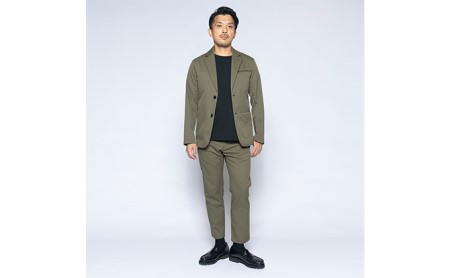 【ふるなび限定】メンズ アンクルストレートパンツ「ワークウェアスーツ」スーツに見える作業着 　 丸洗い可 ストレッチ 速乾 部屋干し可 撥水 シワになりにくい　オリーブ FN-Limited-SP ファッション 服 男性  L