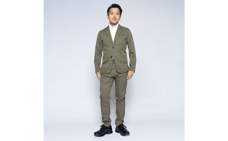 【ふるなび限定】メンズ フルレングスストレートパンツ「ワークウェアスーツ」スーツに見える作業着　丸洗い可 ストレッチ 速乾 部屋干し可 撥水 シワになりにくい　オリーブ FN-Limited-SP ファッション 服 男性  M