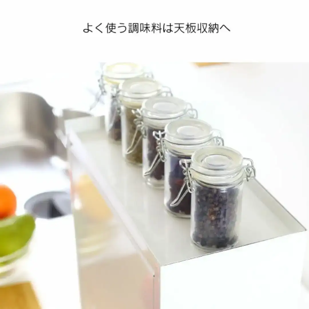 白いスパイスラック・ポット４杯 調味料入れ 燕三条製 [川口工器]