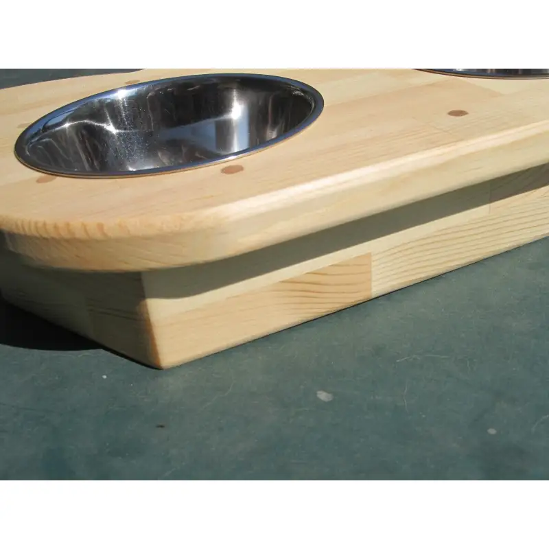 手作り木製2椀付きペット用食器・ペット用水飲み【007D-080】