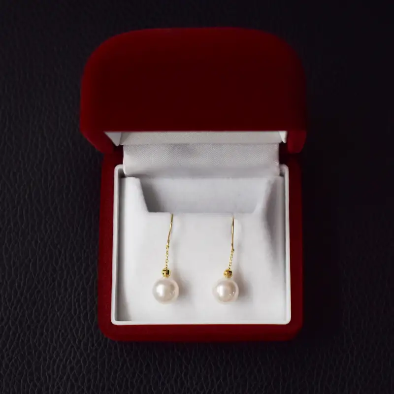 S101-243_天草産 7.5mm - 8mm ピアス あこや真珠 ホワイトピンク フック 揺れる 花珠級