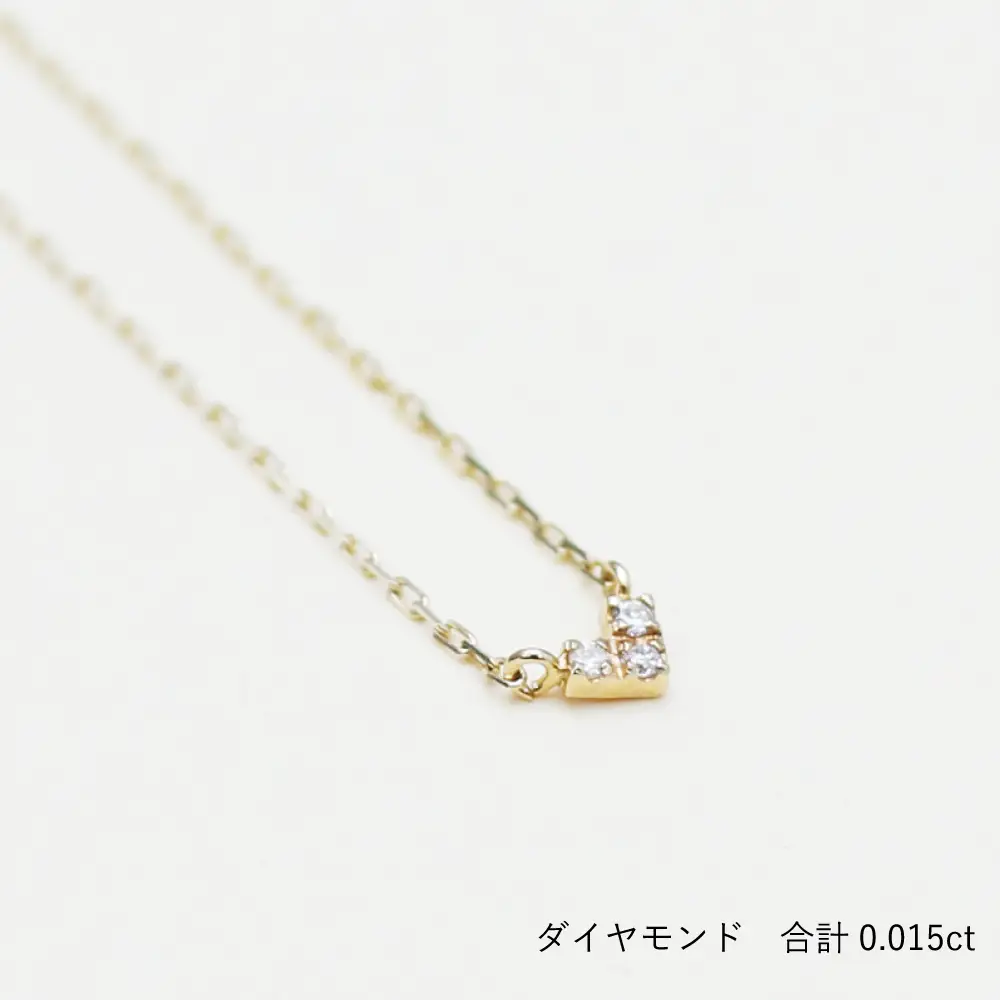 個性的な三角デザインがキュート！K10イエローゴールドダイヤモンドネックレス アジャ付き 40cm / K10-01-04 金 ゴールド ダイヤ ジュエリー アクセサリー ギフト プレゼント レディース シンプル 定番 ネックレス
